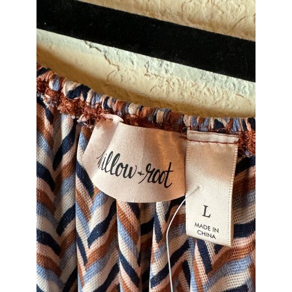 Chevron Off-Shoulder Poncho body Suit L Willow Root Chiffon READ - Picture 6 of 8